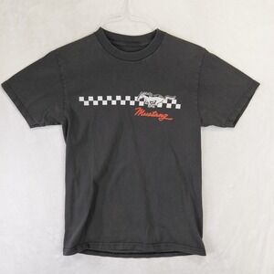 Tee Luv Ford Mustang Rose Graphic T-Shirt Mens Small Charcoal Gray Racing‎ Tee